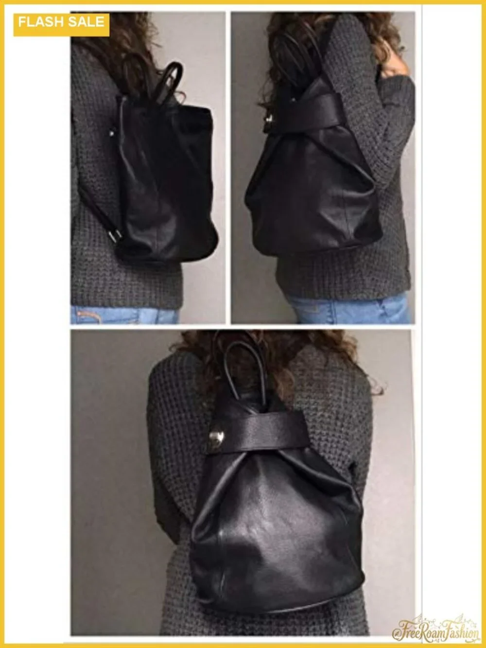 Convertible Leather Backpack Tote Purse Italian Leather